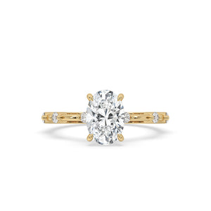 Oval Diamond Engagement Ring in Distance Pave Style