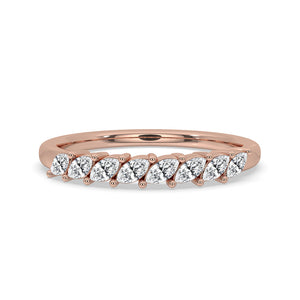Marquise Cut Wedding Band In Rose Gold
