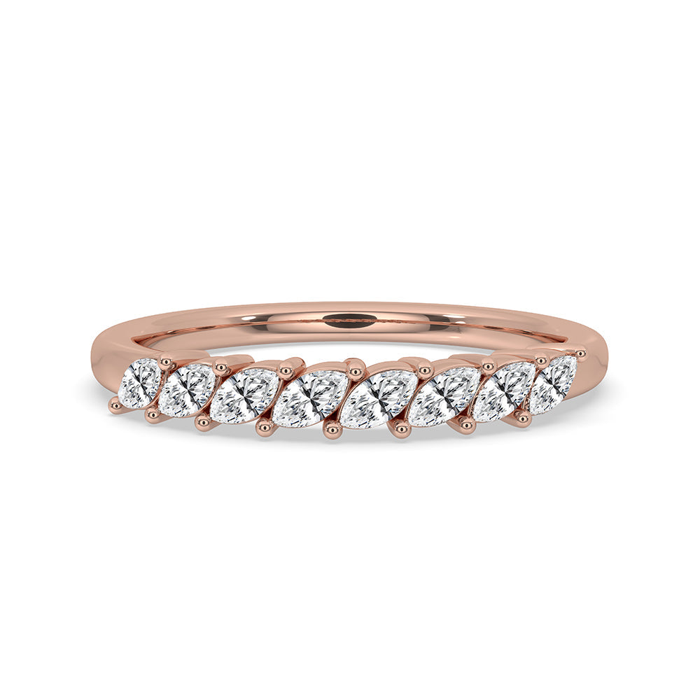 Marquise Cut Wedding Band In Rose Gold