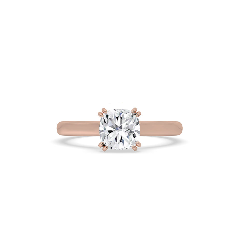 Rose Gold Cushion Solitaire Engagement Ring