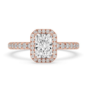 Radiant Cut Pave Set Diamond Ring With Halo Setting