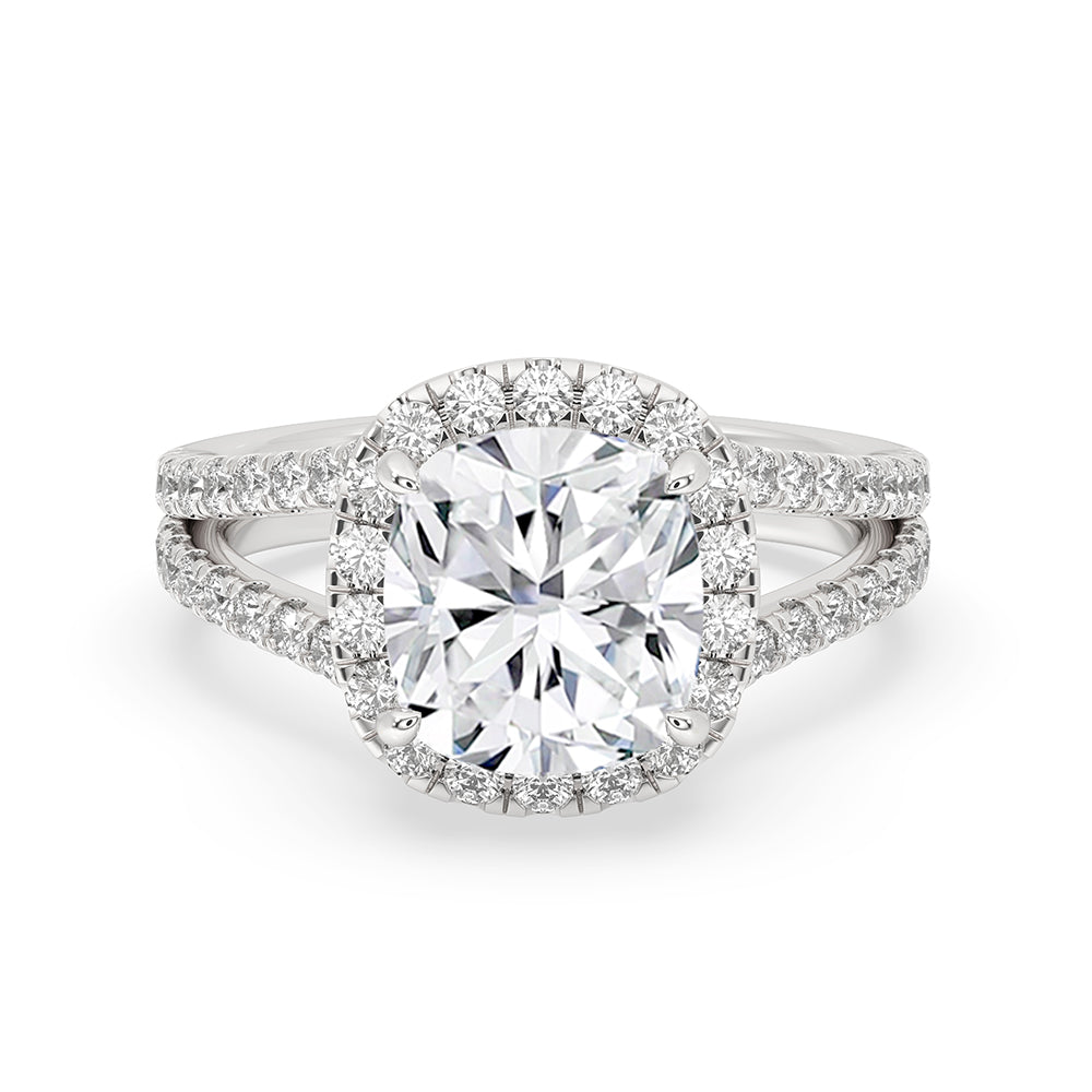 Cushion Cut Diamond Ring In Halo Setting