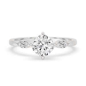 White Gold Cushion Cut Engagement Ring With Compass Prong Setting