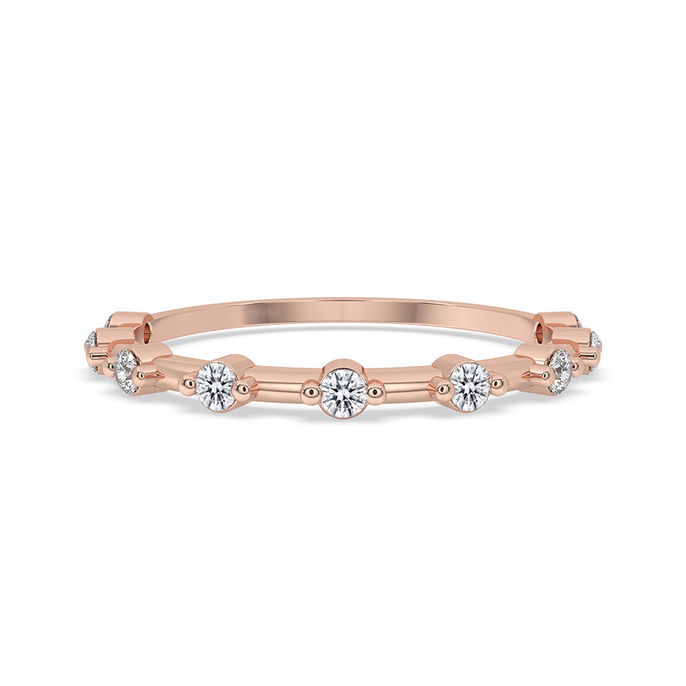 Distance Pave Rose Gold Wedding Band Imagen principal del producto