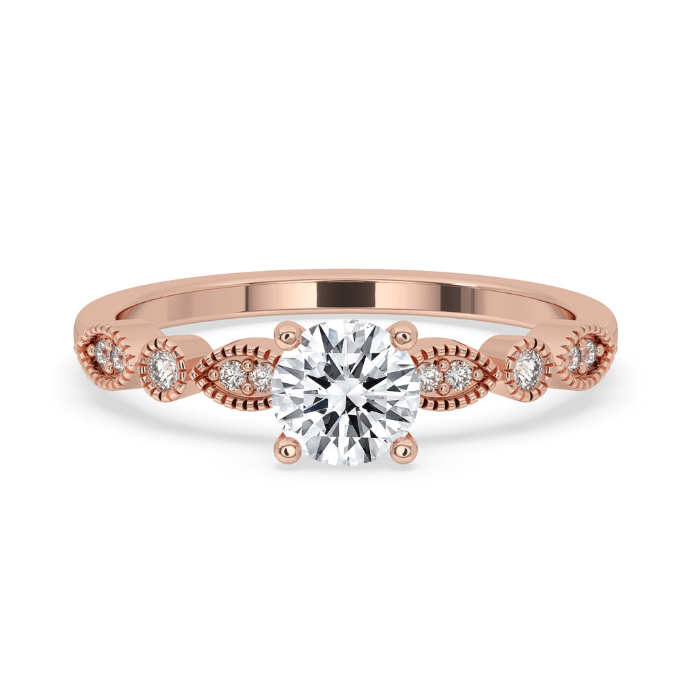 Milgrain Engagement Ring - Round Diamond