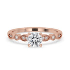 Milgrain Engagement Ring - Round Diamond