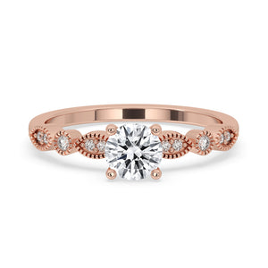 Milgrain Engagement Ring - Round Diamond