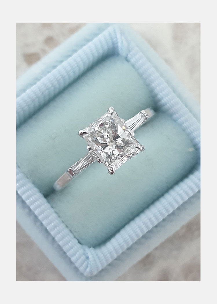 1.0 CT Radiant Cut Moissanite Three Stones Engagement Ring