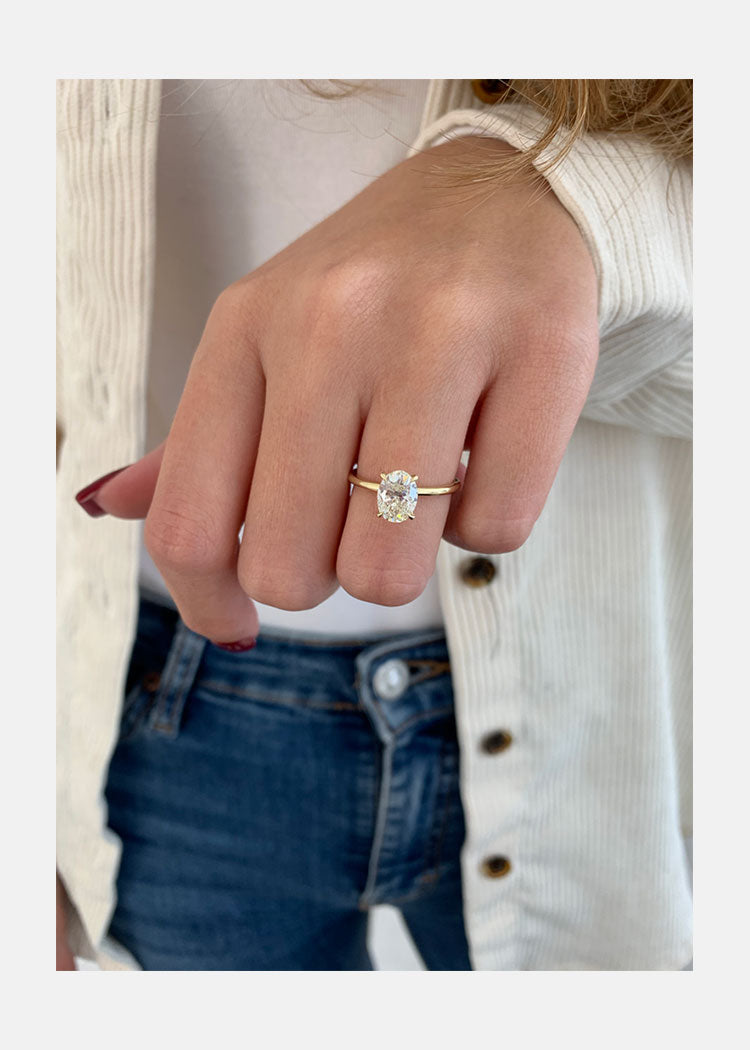 1.50 CT Oval Cut Moissanite Solitaire Style Engagement Ring