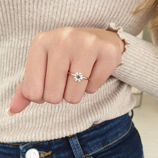 1.51 CT Round Moissanite Solitaire Engagement Ring