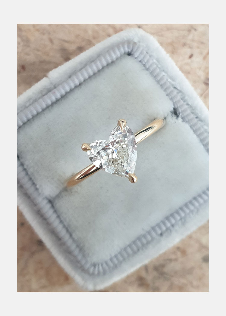 1.0 CT Heart Shape Moissanite Solitaire Diamond Engagement Ring