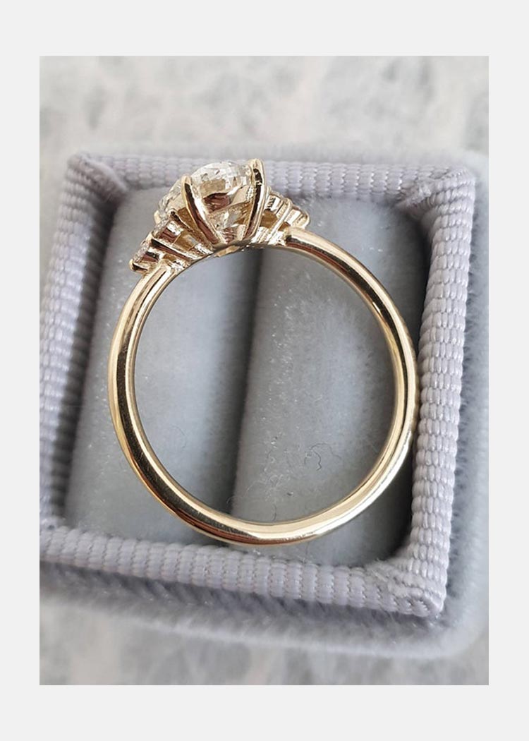 1.60 CT Pear Cut Moissanite Cluster Engagement Ring