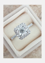 1.50 CT Cushion Cut Moissanite Halo Style Engagement Ring
