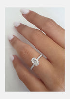 1.0 CT Oval Cut Solitaire Hidden Halo Style Moissanite Engagement Ring