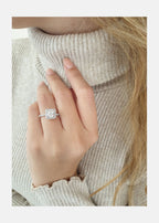 1.50 CT Cushion Cut Moissanite Halo Style Engagement Ring