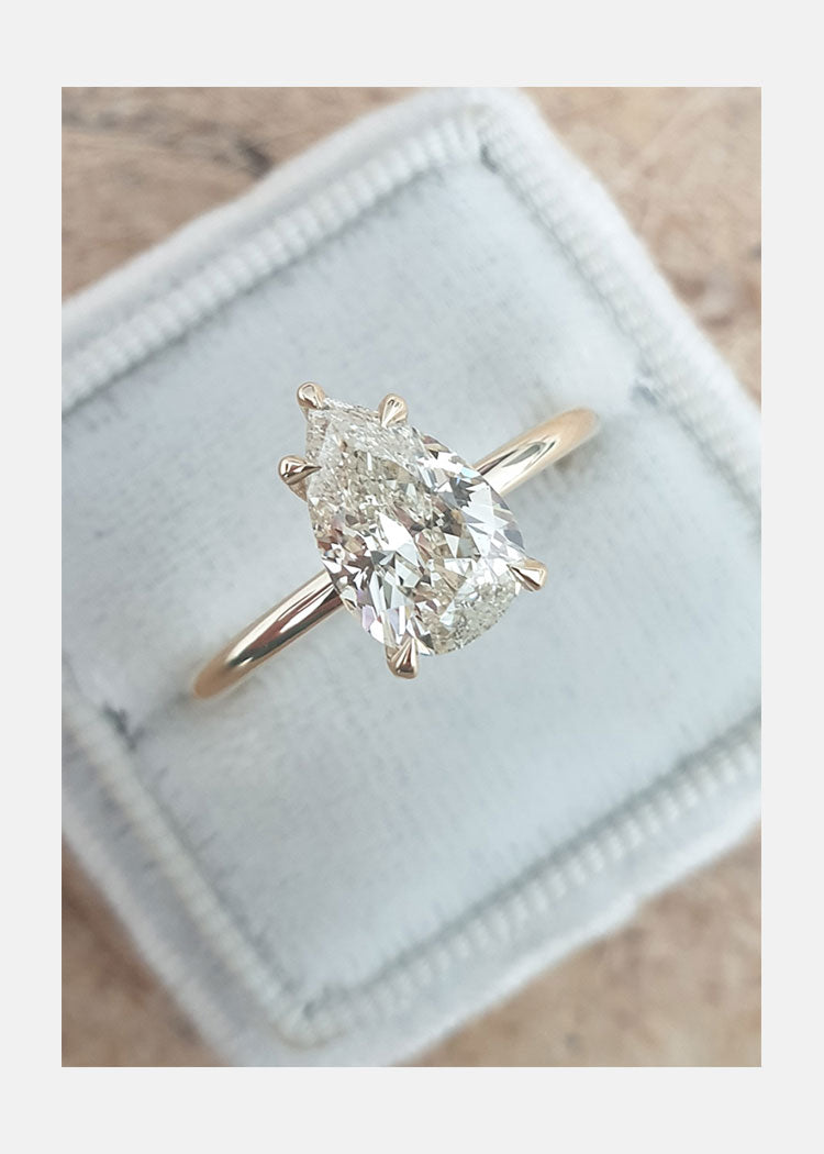 1.31 CT Pear Cut Moissanite Solitaire Diamond Engagement Ring