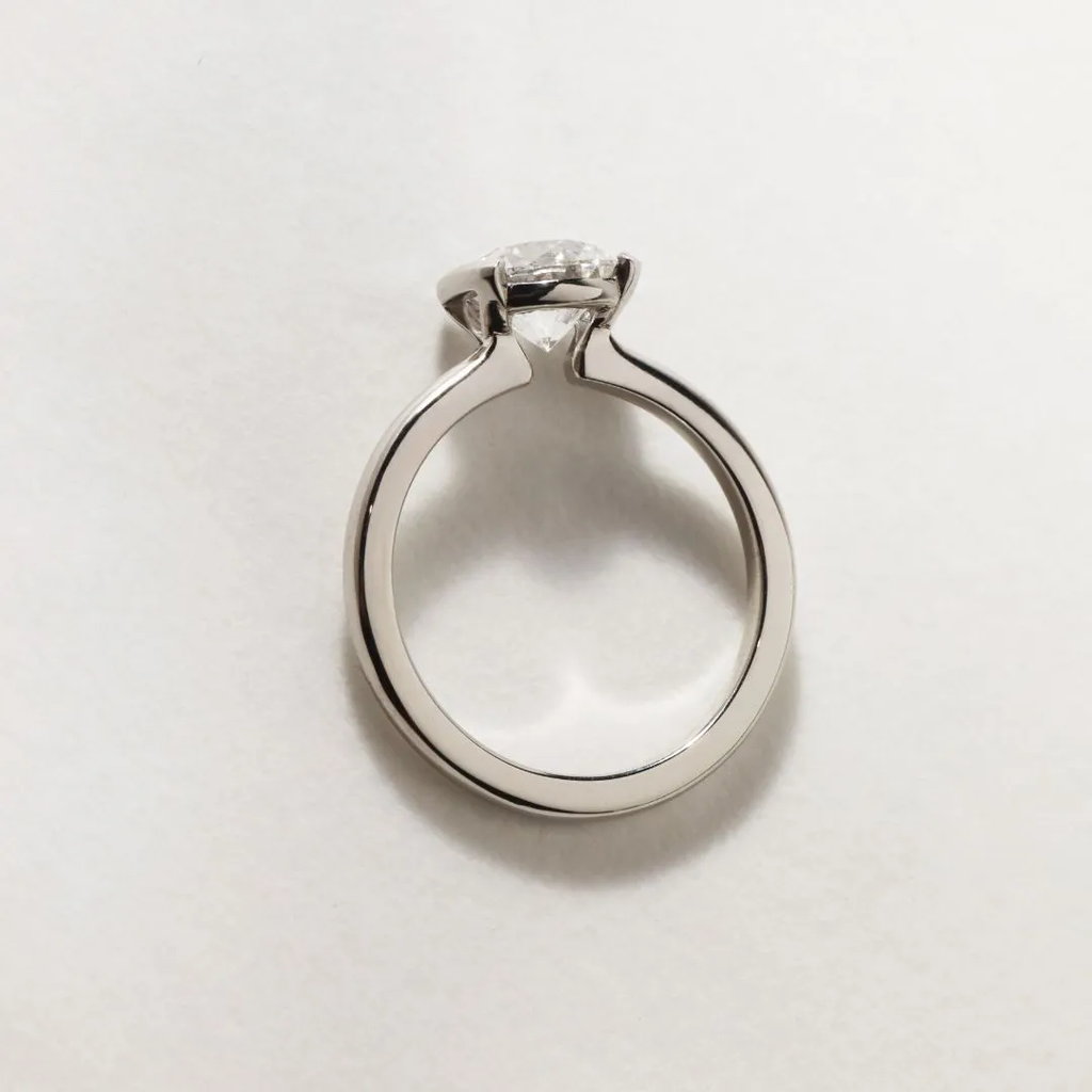 1.30 CT Round Cut Moissanite Bezel Engagement Ring