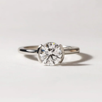 1.30 CT Round Cut Moissanite Bezel Engagement Ring