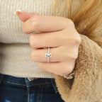 1.0 CT Emerald Cut Moissanite Diamond Hidden Halo Engagement Ring