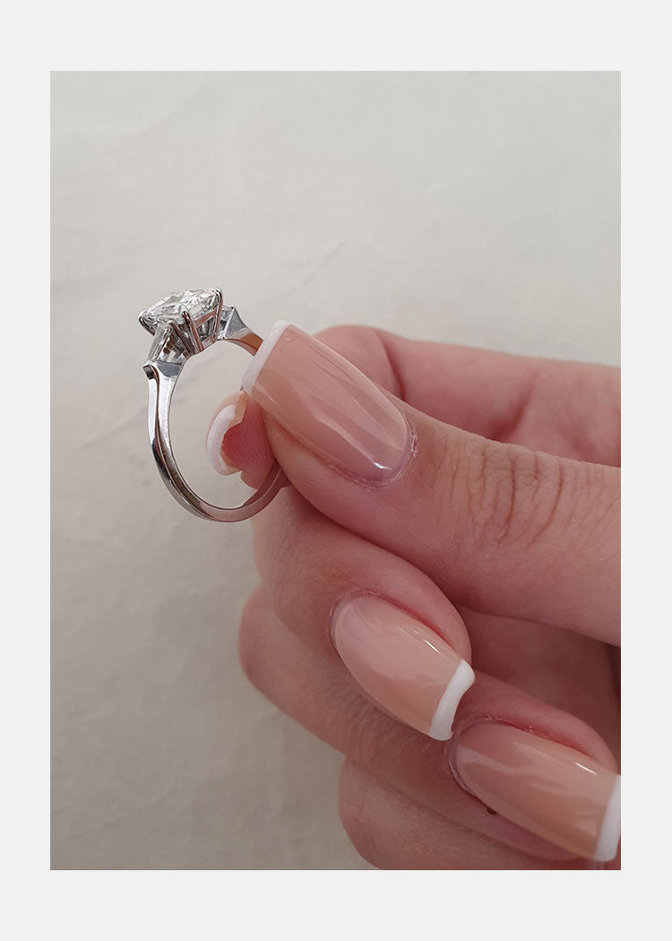 1.0 CT Radiant Cut Moissanite Three Stones Engagement Ring