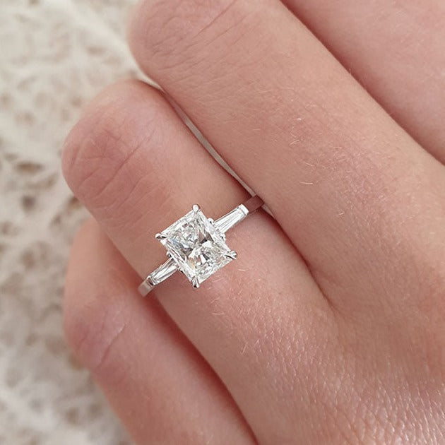 1.0 CT Radiant Cut Moissanite Three Stones Engagement Ring Secondary image