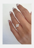 1.0 CT Oval Cut Cluster Style Moissanite Engagement Ring
