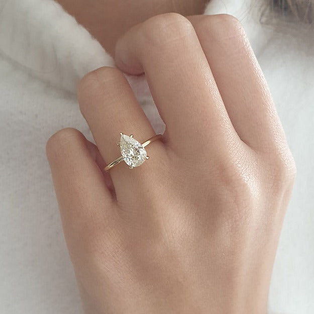 1.31 CT Pear Cut Moissanite Solitaire Diamond Engagement Ring