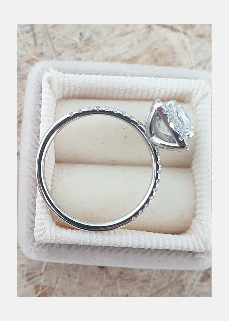 1.50 CT Cushion Cut Moissanite Halo Style Engagement Ring