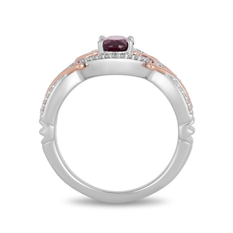 Enchanted Disney Mulan Live Action Rhodolite Garnet and 1/6 CT. T.W. Diamond Ring