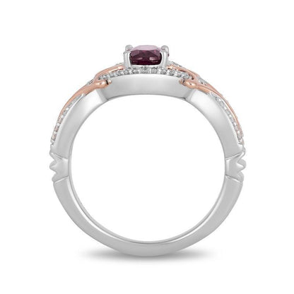 Enchanted Disney Mulan Live Action Rhodolite Garnet and 1/6 CT. T.W. Diamond Ring