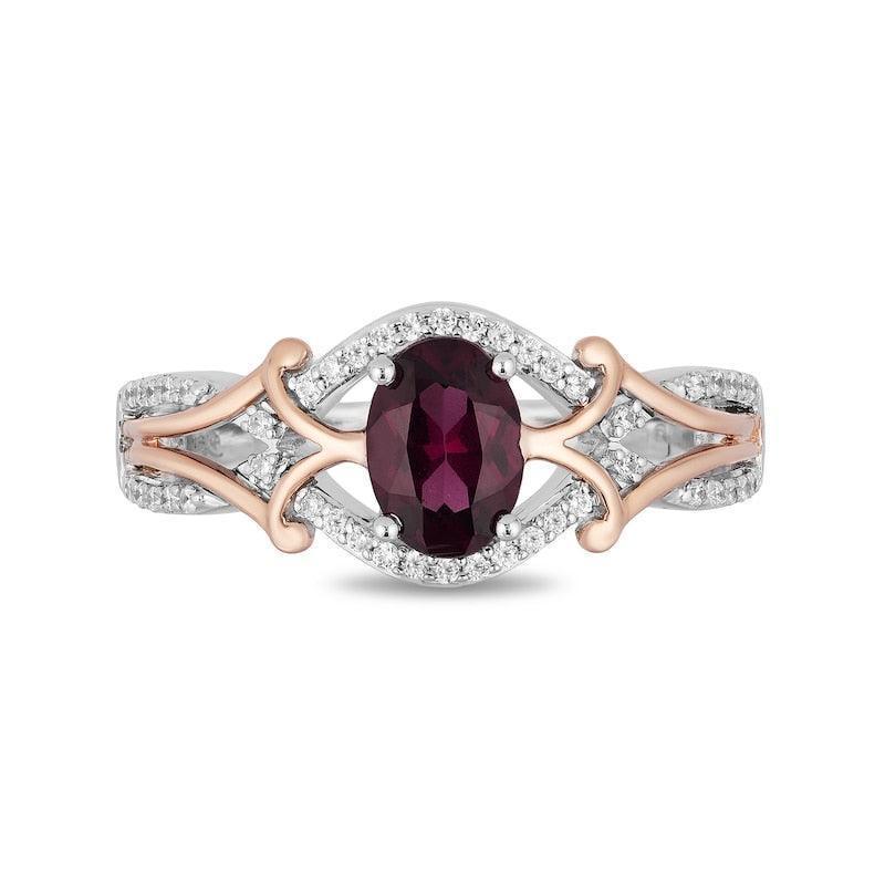 Enchanted Disney Mulan Live Action Rhodolite Garnet and 1/6 CT. T.W. Diamond Ring