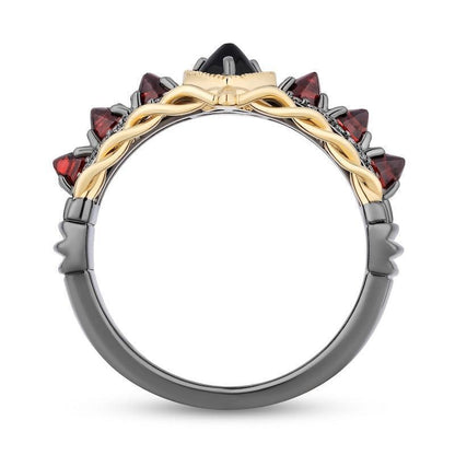 Enchanted Disney Villains Evil Queen 1/10 CT. T.W. Diamond, Onyx and Garnet Ring