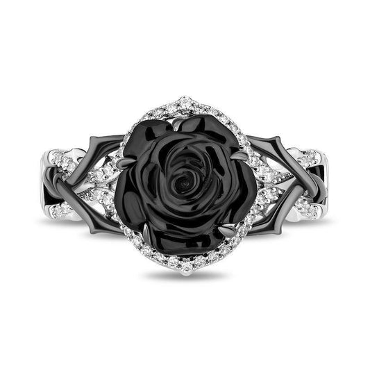 Collector’s Edition Enchanted Disney Sleeping Beauty 65th Anniversary Onyx and Diamond Rose Ring