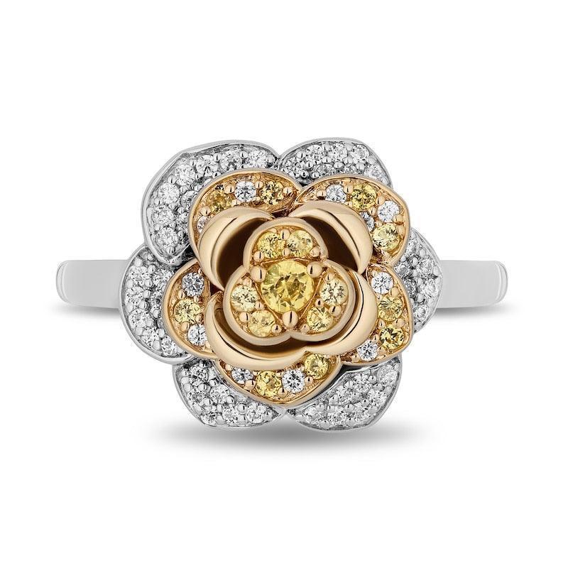 Enchanted Disney Belle Yellow Sapphire and 1/4 CT. T.W. Diamond Rose Ring