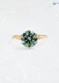 V.24 ct blue green lab grown round cut engagement ring - DisneyValley
