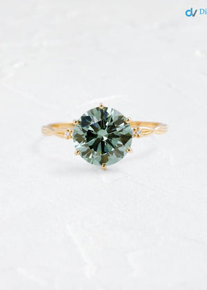 V.24 ct blue green lab grown round cut engagement ring - DisneyValley