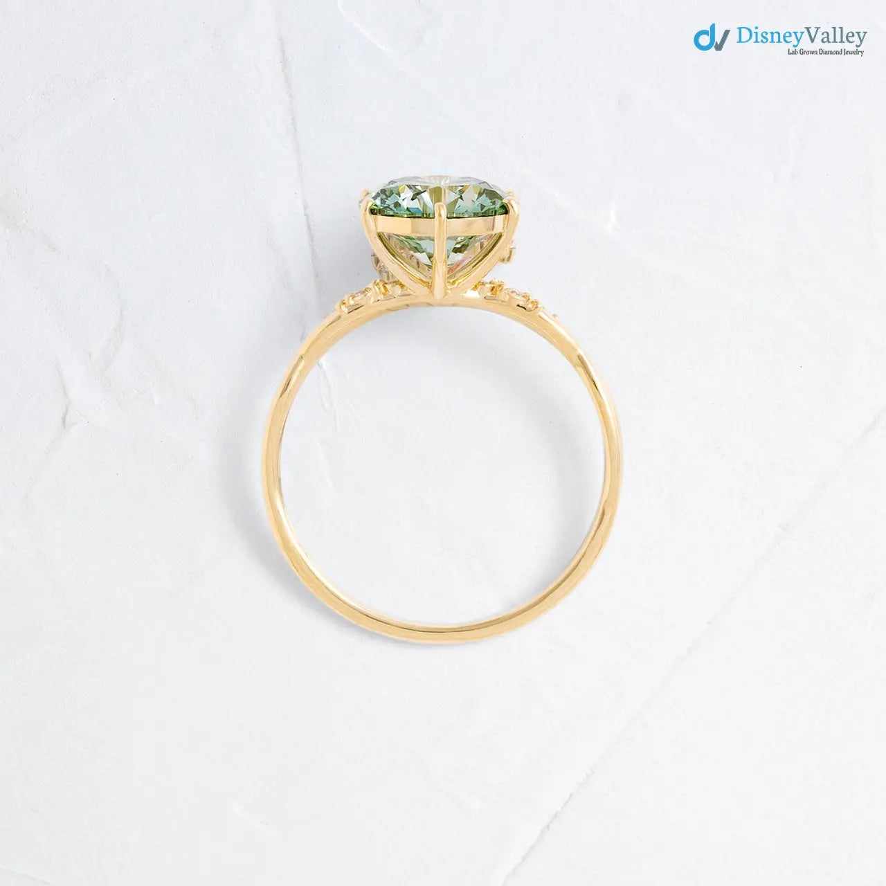 V.24 ct blue green lab grown round cut engagement ring - DisneyValley