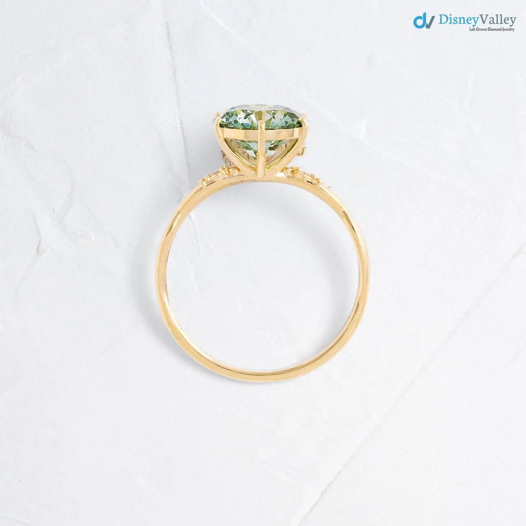 V.24 ct blue green lab grown round cut engagement ring - DisneyValley