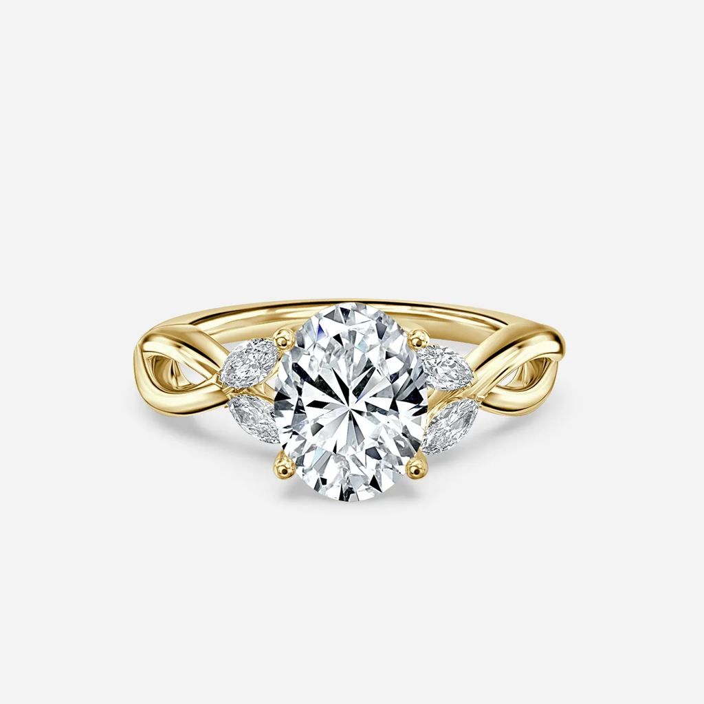 1.0 CT Oval Moissanite twisted Engagement Ring