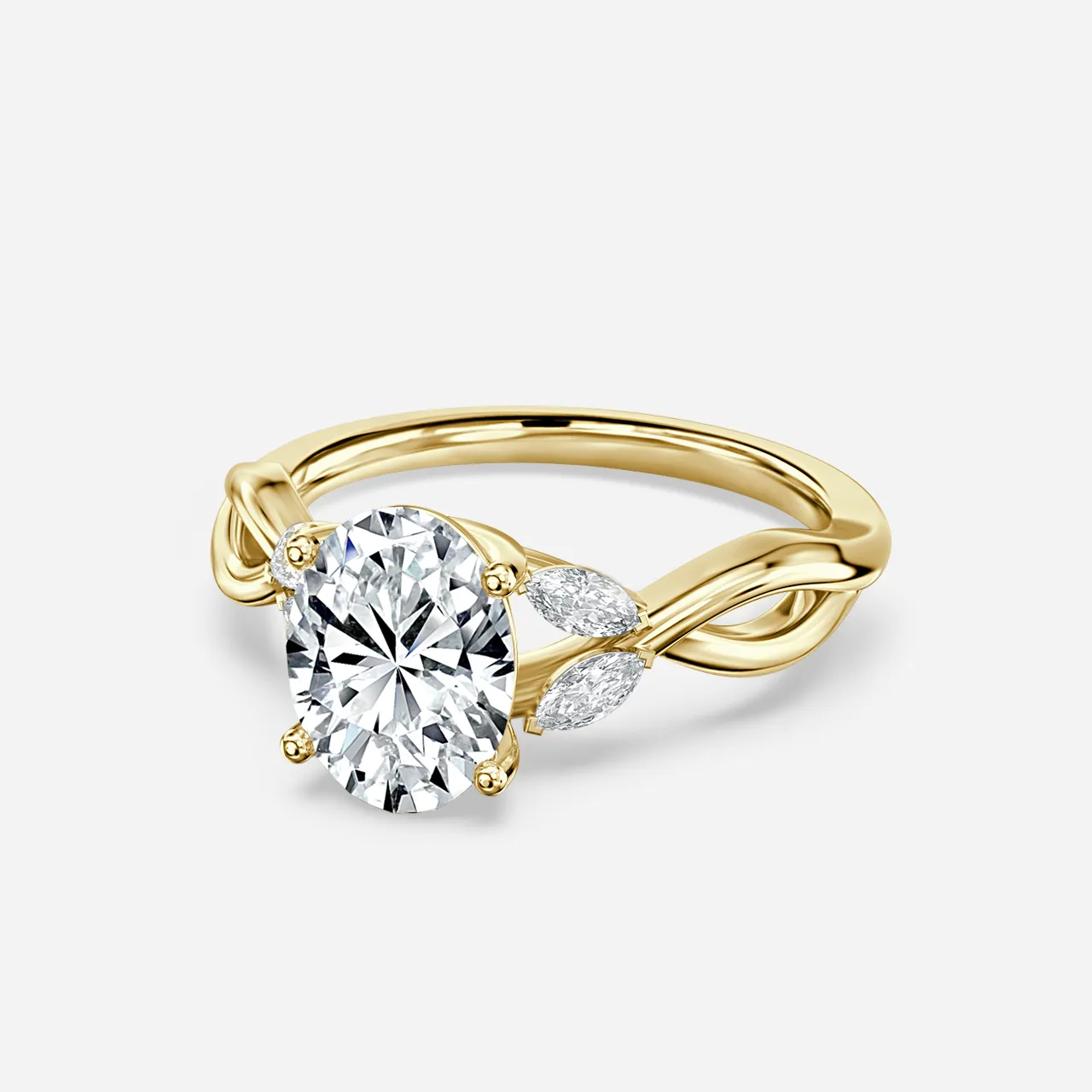 1.0 CT Oval Moissanite twisted Engagement Ring
