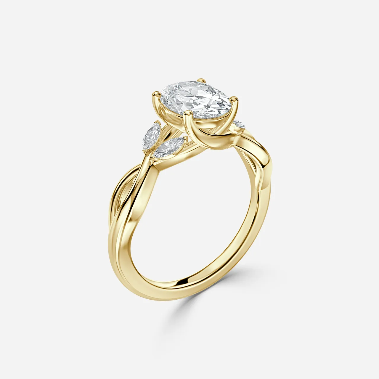 1.0 CT Oval Moissanite twisted Engagement Ring