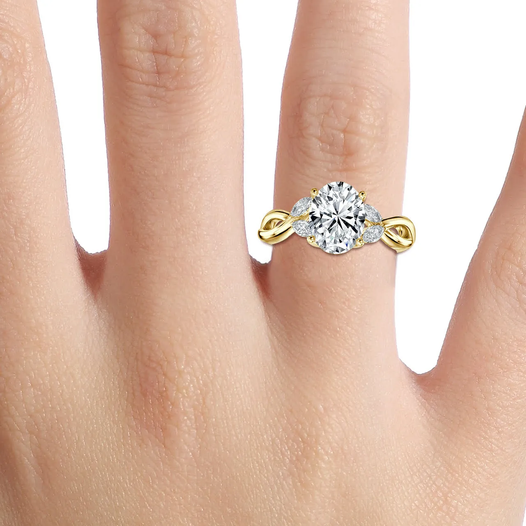 1.0 CT Oval Moissanite twisted Engagement Ring