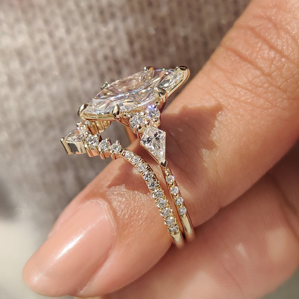 Marquise Engagement Ring with Wedding Band in Muse Setting