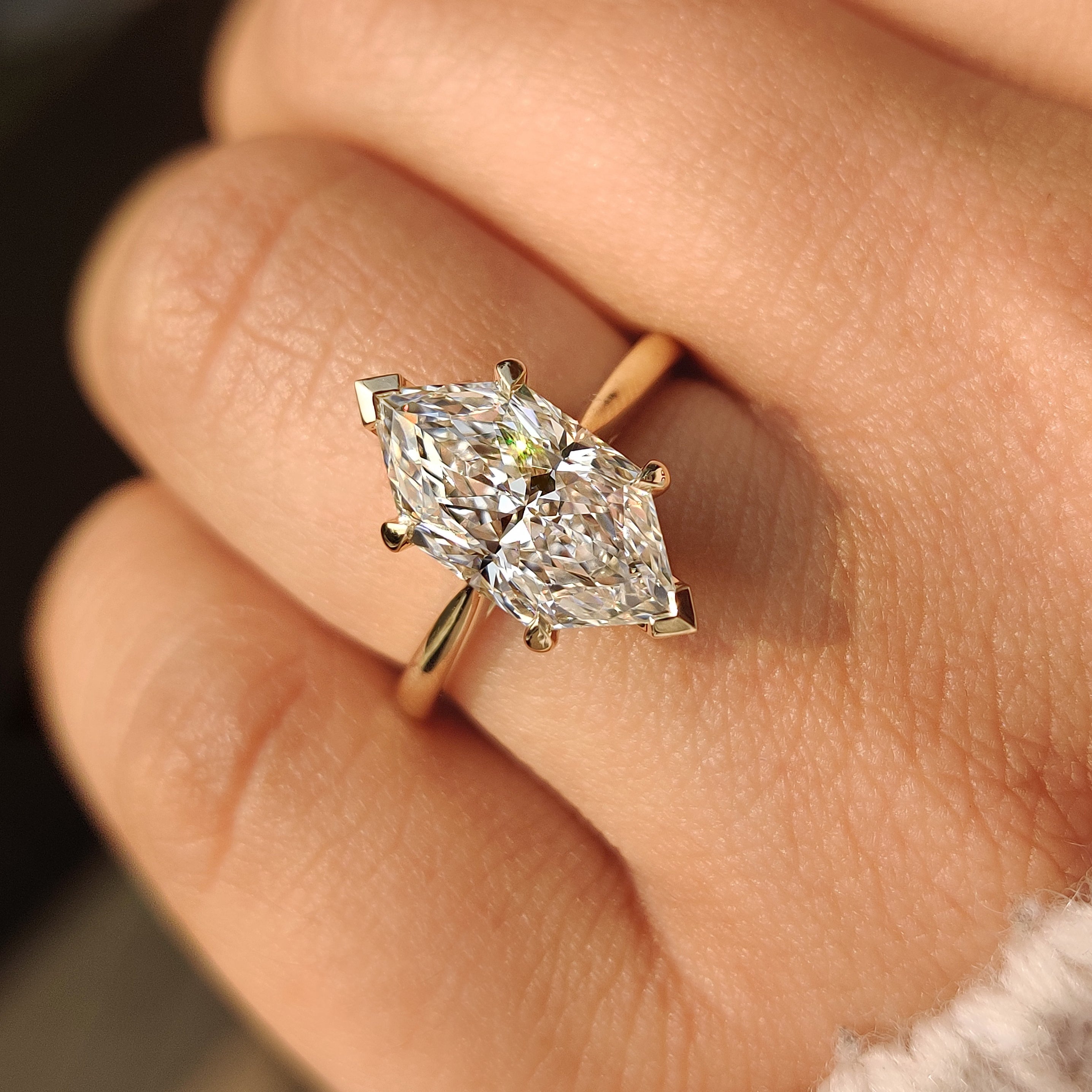 Solitaire Style Dutch Marquise Engagement Ring in Cathedral Setting Secondary image