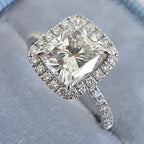 1.50 CT- 4.50 CT Cushion Moissanite Halo Pave Setting Engagement Ring