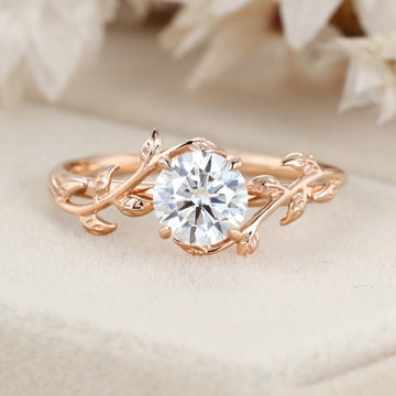 Nature Inspired Engagement Ring Leaf Flower Ring