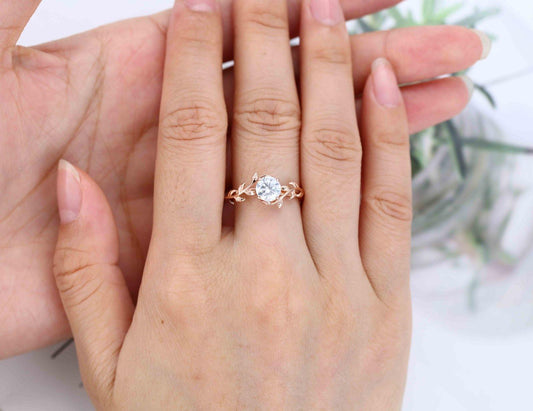 Nature Inspired Engagement Ring Leaf Flower Ring