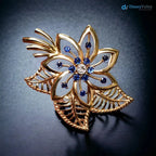 Vintage Retro 14K Rose Gold Diamond Sapphire Flower Brooch Pendant DisneyValley