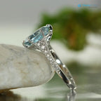 Vintage Style Engagement Ring Aquamarine and Diamond Ring - DisneyValley