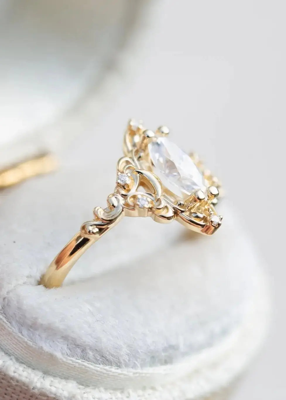 Vintage style marquise diamond aurora moon setting Cluster rings DisneyValley